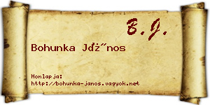 Bohunka János névjegykártya